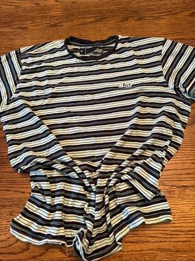 Lost Striped Crew Tee in Black, White & Mint medium